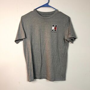 Tommy Hilfiger T-Shirt Boys L 16/18 Heather Gray Graphic Short Sleeve Streetwear